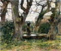 Italian Landscape with a Fountain impressionism landscape Theodore Robinson woods forest
